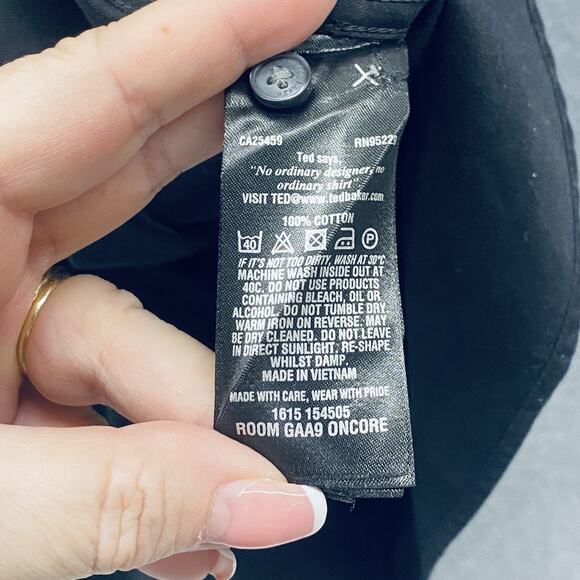 Ted Baker Endurance Shirt Mens 15.5 32/33 Black Button Up Long Sleeve Oncore - Picture 6 of 8